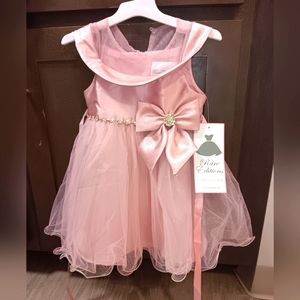 Rare editions girls tulle dress with bow sleevless
